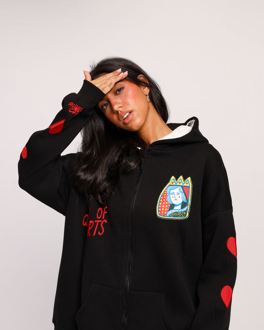 Queen Of Hearts - Oversized fleeced cotton sweatshirt